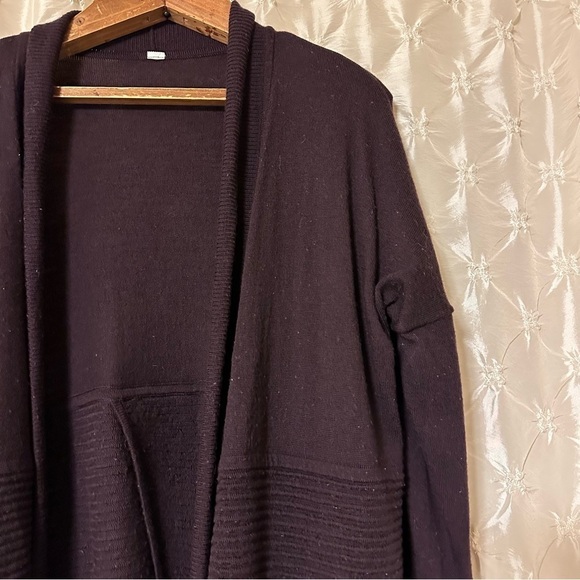 Lululemon Sit In Lotus Wrap Knit Cardigan Sweater Black Cherry Purple - Picture 3 of 15